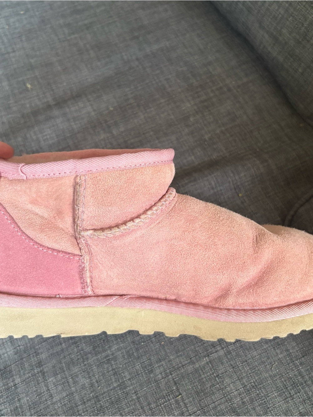 UGG Pink Suede Back-Pull Shearling Slip-On